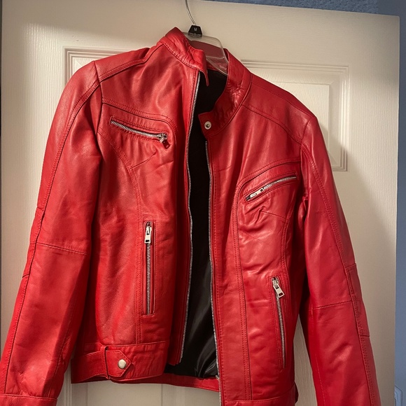 Italian Red Leather Jacket - Picture 1 of 3